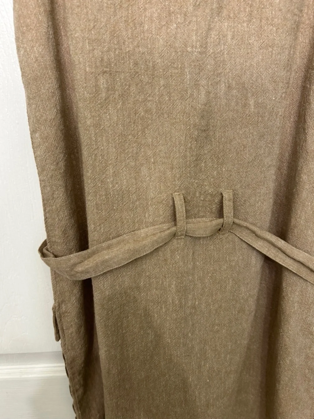 Michael Kors Summer Shift Short Linen Dress Tan M Casual Lounge Cool Earthy